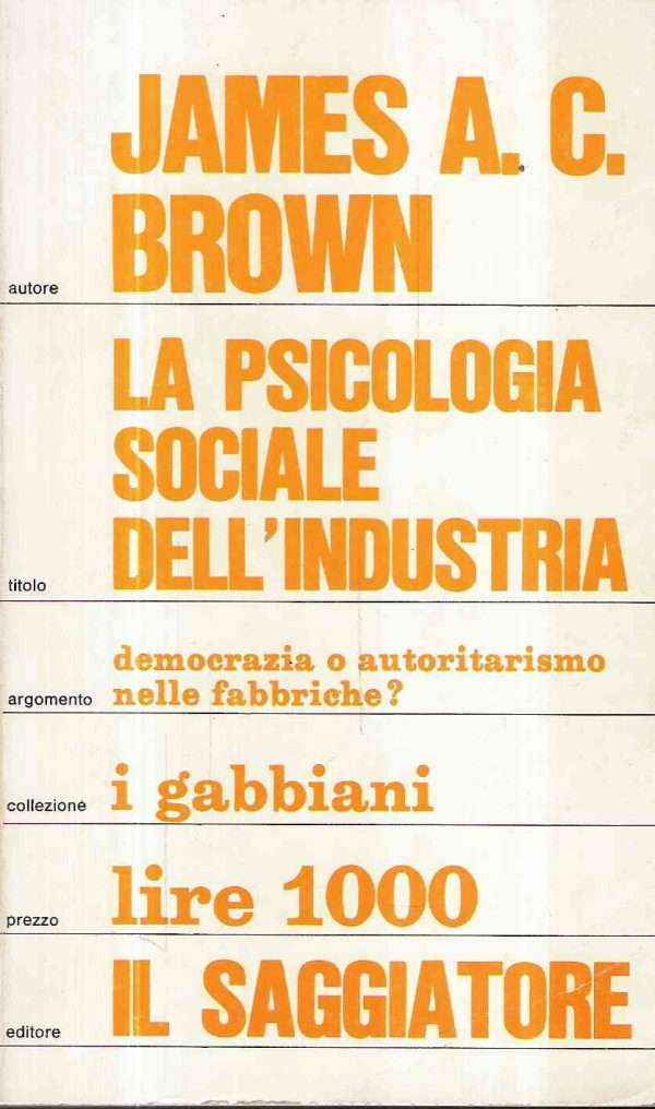 LA PSICOLOGIA SOCIALE DELL'INDUSTRIA - DEMOCRAZIA O AUTORITARISMO NELLE FABBRICHE?