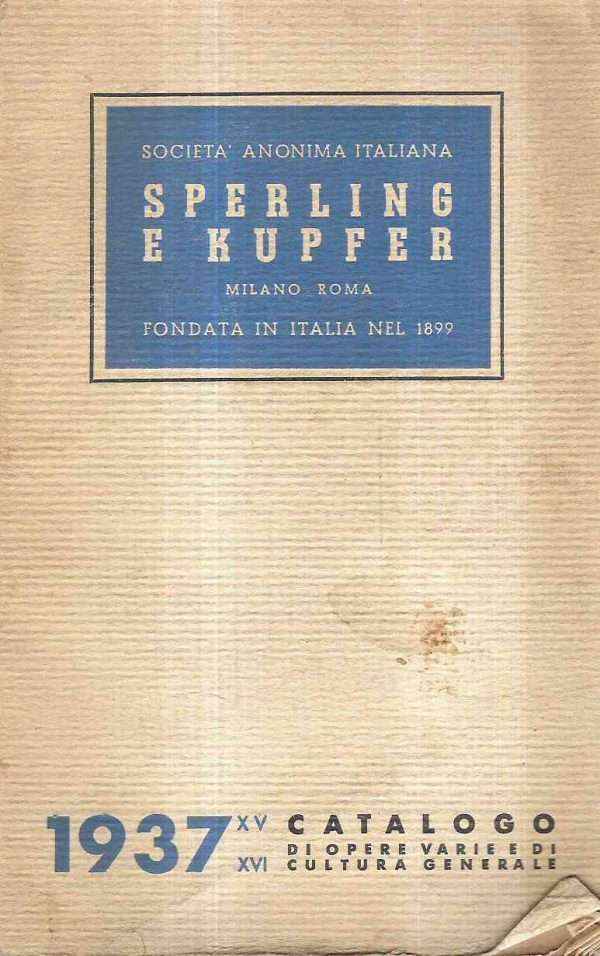 SPERLING E KUPFER - CATALOGO 1937