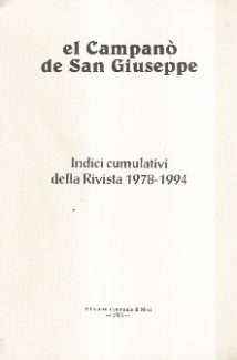 EL CAMPANO' DE SAN GIUSEPPE - INDICI CUMULATIVI DELLA RIVISTA 1978-1994