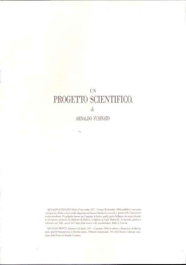 UN PROGETTO SCIENTIFICO