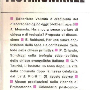 TESTIMONIANZE - QUADERNI MENSILI - ANNATA COMPLETA 1970