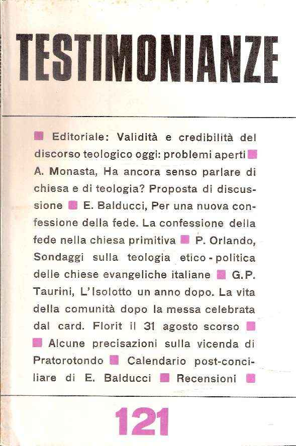 TESTIMONIANZE - QUADERNI MENSILI - ANNATA COMPLETA 1970