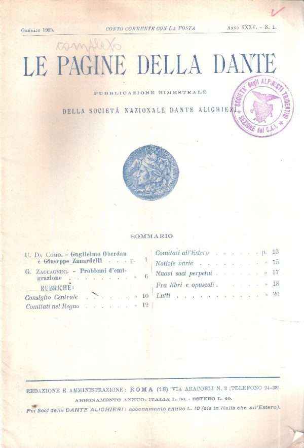 LE PAGINE DELLA DANTE ANNATA COMPLETA 1925