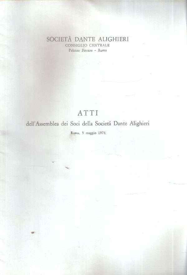 ATTI DELL'ASSEMBLEA DEI SOCI 1974