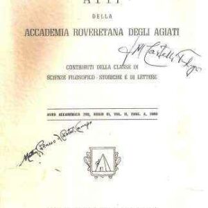 ATTI DELLA ACCADEMIA ROVERETANA DEGLI AGIATI SERIE VI VOL. II FASC. A 1960