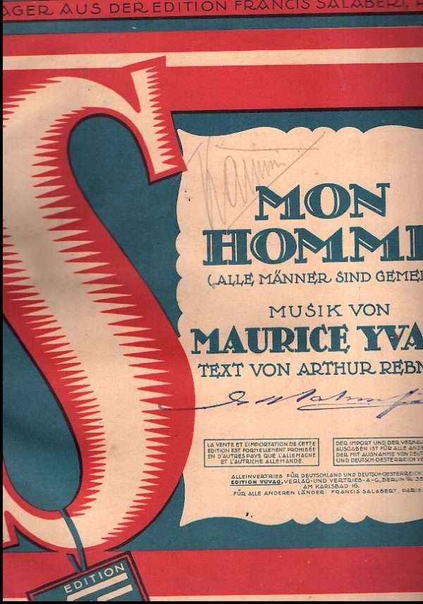 MON HOMME (ALLE MANNER SIND GEMEIN) SPARTITO